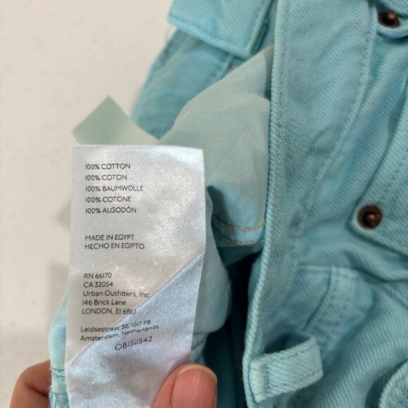 BDG Urban Outfitters High Rise Wide Leg Turquoise Blue Colored Jeans 25 Baggy - Picture 12 of 14